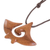 Wood pendant necklace, 'Manta Ray' - Swirl Pattern Jobillo Wood Pendant Necklace from Costa Rica