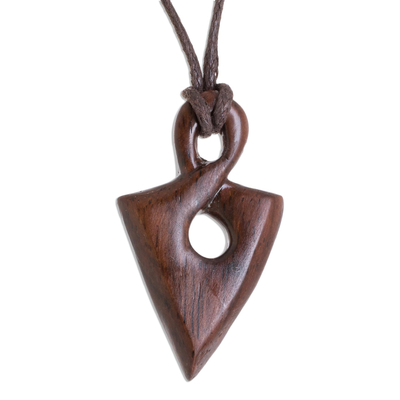 Estoraque Wood Spearhead Pendant Necklace from Costa Rica