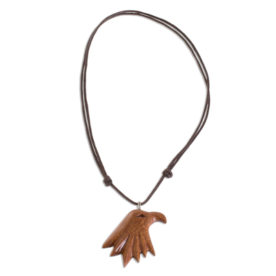 Halskette mit Holzanhänger - Halskette mit Adleranhänger aus Madrecacao-Holz aus Costa Rica