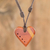 Wood pendant necklace, 'Estoraque Heart Stripe' - Estoraque and Quina Wood Heart Necklace from Costa Rica thumbail