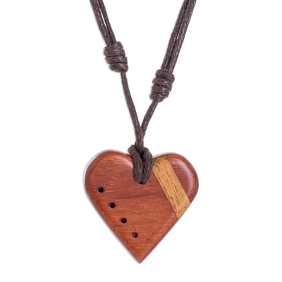 Estoraque and Quina Wood Heart Necklace from Costa Rica
