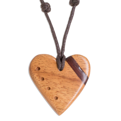 Jobillo and Estoraque Wood Heart Necklace from Costa Rica
