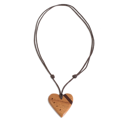Collar con colgante de madera - Collar Corazón de Madera de Jobillo y Estoraque de Costa Rica