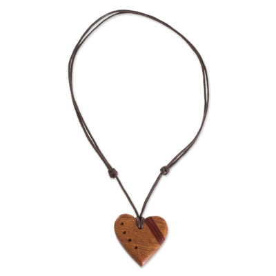 Halskette mit Holzanhänger - Herzkette aus Madrecacao und Estoraque aus Costa Rica