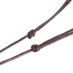 Wood pendant necklace, 'Madrecacao Heart Stripe' - Madrecacao and Estoraque Heart Necklace from Costa Rica