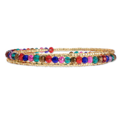 Colorful Crystal and Glass Beaded Wrap Bracelet