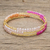 Crystal and glass beaded wrap bracelet, 'Rosy Glitter' - Crystal and Glass Beaded Wrap Bracelet Crafted in Guatemala