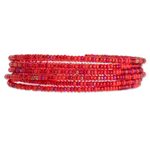 Glass beaded wrap bracelet, 'Passionate Harmony' - Red Glass Beaded Wrap Bracelet from Guatemala