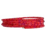 Glass beaded wrap bracelet, 'Passionate Harmony' - Red Glass Beaded Wrap Bracelet from Guatemala