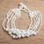 Crystal and glass beaded strand bracelet, 'Nocturnal Brilliance in White' - Crystal and Glass Beaded Strand Bracelet in White (image 2) thumbail