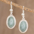 Jade dangle earrings, 'Eternal Love in Apple Green' - Oval Apple Green Jade Dangle Earrings from Guatemala