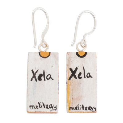 Holzohrringe, „Xela Marvels“ – Huipil-inspirierte Holzohrringe aus Guatemala