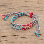 Glass beaded macrame bracelet, 'Solola Fiesta' - Glass Beaded Macrame Strand Bracelet from Guatemala