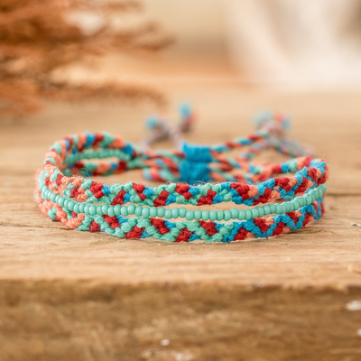 Glass beaded macrame bracelet, 'Colorful Fiesta' - Artisan Crafted Glass Beaded Macrame Bracelet