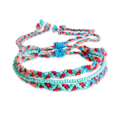 Glass beaded macrame bracelet, 'Colorful Fiesta' - Artisan Crafted Glass Beaded Macrame Bracelet