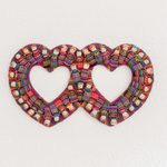 Cotton wall decor, 'Histories of Love' - Heart-Shaped Cotton Worry Doll Wall Decor from Guatemala