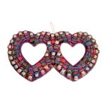 Cotton wall decor, 'Histories of Love' - Heart-Shaped Cotton Worry Doll Wall Decor from Guatemala
