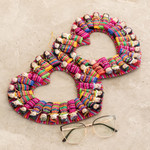 Cotton wall decor, 'Histories of Love' - Heart-Shaped Cotton Worry Doll Wall Decor from Guatemala