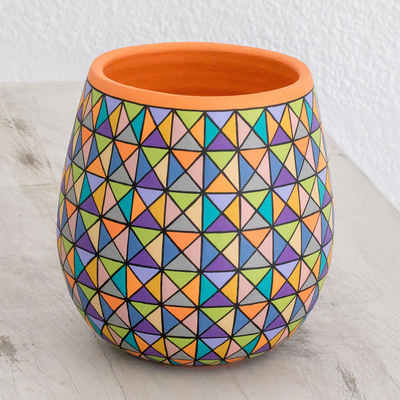 Ceramic decorative vase, Pastel Triangles