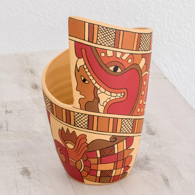 Ceramic decorative vase, 'Histories' - Modern Pre-Hispanic Ceramic Decorative Vase from Nicaragua