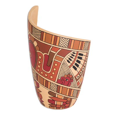 Keramische dekorative Vase, 'Geschichten'. - Moderne prähispanische Keramik-Dekorvase aus Nicaragua