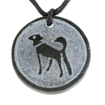 Natural Jade Coyote Pendant Necklace from Guatemala