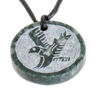 Jade pendant necklace, 'Tz'ikin Eagle' - Hand-Carved Jade Eagle Pendant Necklace from Guatemala