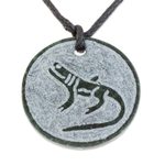 Jade pendant necklace, 'Nahual Imox' - Jade Lizard Pendant Necklace from Guatemala