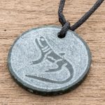 Jade pendant necklace, 'Nahual Imox' - Jade Lizard Pendant Necklace from Guatemala
