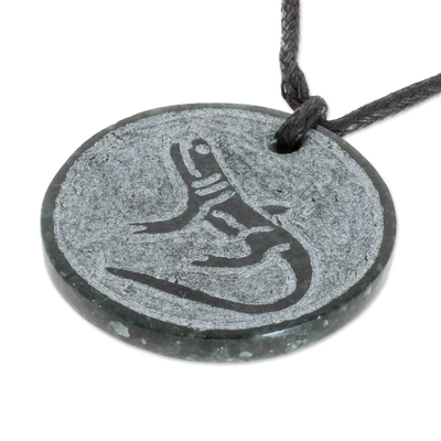 Jade pendant necklace, 'Nahual Imox' - Jade Lizard Pendant Necklace from Guatemala