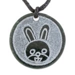 Jade pendant necklace, 'Q'anil' - Jade Rabbit Pendant Necklace from Guatemala