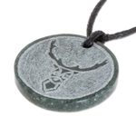 Jade pendant necklace, 'Mayan Deer' - Deer-Themed Jade Medallion Pendant Necklace from Guatemala