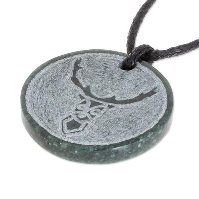 Jade pendant necklace, 'Kej' - Deer-Themed Jade Medallion Pendant Necklace from Guatemala