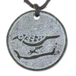 Jade pendant necklace, 'N'oj' - Bird-Themed Jade Medallion Pendant Necklace from Guatemala