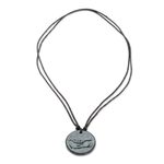 Jade pendant necklace, 'N'oj' - Bird-Themed Jade Medallion Pendant Necklace from Guatemala