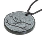 Jade pendant necklace, 'N'oj' - Bird-Themed Jade Medallion Pendant Necklace from Guatemala