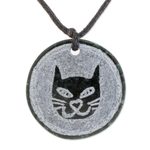 Jade pendant necklace, 'Nahual Cat' - Cat-Themed Jade Medallion Pendant Necklace from Guatemala