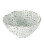 Ceramic serving bowl, 'White Scales' - Unique White Serving Bowl from Honduras