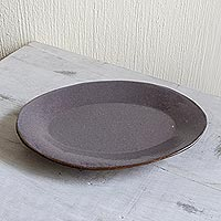 Ceramic platter, 'Earth Works' - Handmade Brown Ceramic Platter from Honduras