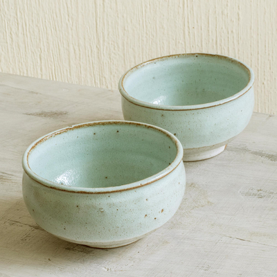 Handmade Ceramic Green Textured Leaf Serving Bowl