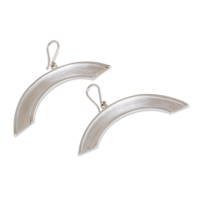 Sterling silver dangle earrings, 'Precarious Balance' - Semi-Circle Sterling Silver Dangle Earrings from Nicaragua