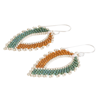 Glass beaded dangle earrings, 'Autumn Loops' - Autumnal Glass Beaded Dangle Earrings from El Salvador