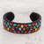 Glass beaded cuff bracelet, 'Rainbow Geometry' - Colorful Geometric Glass Beaded Cuff Bracelet