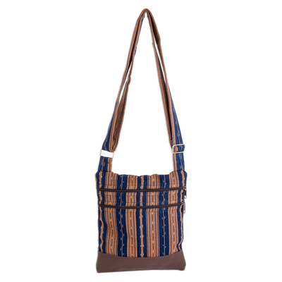 Ginger and Midnight Striped Leather Accented Cotton Sling