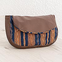 Cotton cosmetic bag, 'Straight Paths'