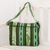 Cotton messenger bag, 'Salvadoran Paths' - Striped Green Cotton Messenger Bag from El Salvador