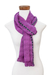 Cotton scarf, 'Youthful Spring' - Handwoven Striped Cotton Scarf in Wisteria from Guatemala