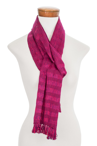 Cotton scarf, 'Subtle Elegance' - Blue-Violet Cotton Wrap Scarf from Guatemala