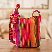 Cotton sling, 'Rainbow of Love' - Rainbow Striped Cotton Sling from Guatemala
