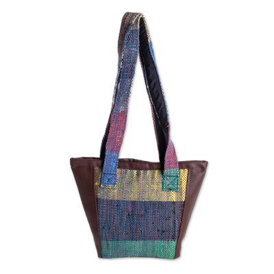 Cotton and recycled plastic shoulder bag, 'Love for the Earth' - Cotton and Recycled Plastic Shoulder Bag from Guatemala